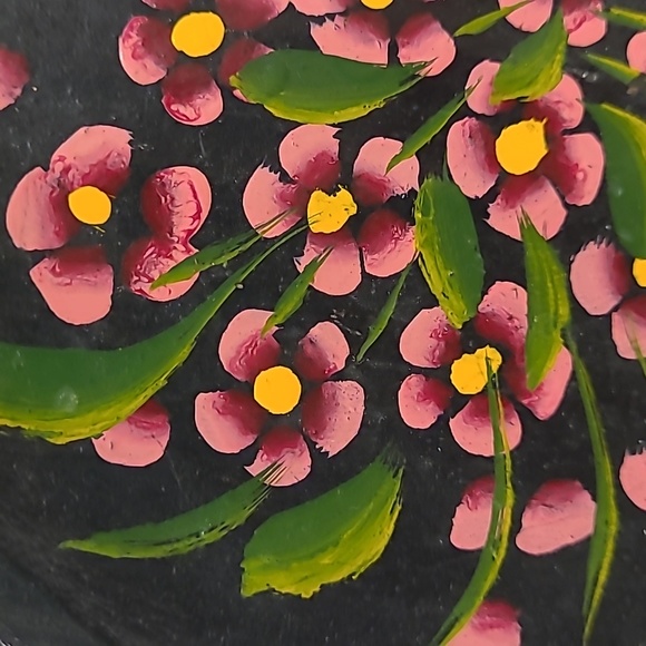 Vintage Mexican Hand Painted Floral Wooden Plate - Picture 7 of 16